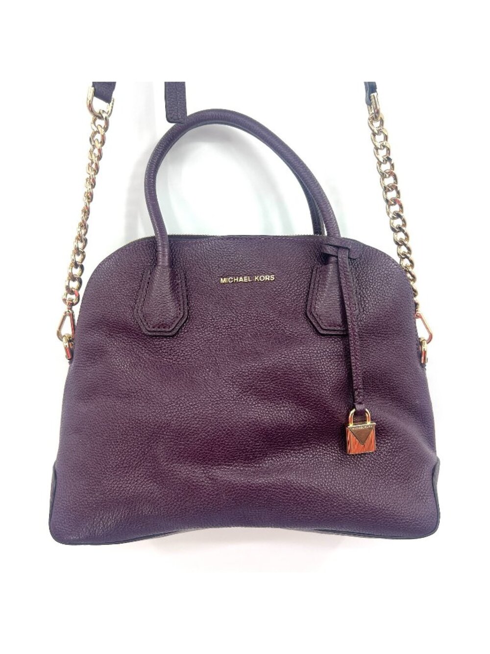 Michael Kors Mercer Large Dome Satchel in Eggplant w/Charm